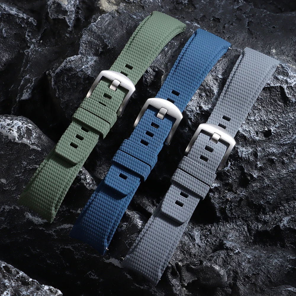 Neue Gebogene Gummi-Uhrenarmbänder 20mm 21mm 22mm Uhrenarmband Schnellverschluss FKM Uhrenarmbänder Armband für Omega für Swatch Herren – Detail 15