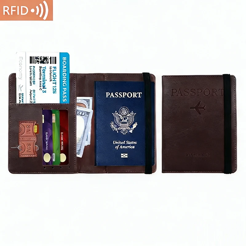 Unisex PU Leather Passport Holder - RFID Blocking Travel Wallet for Credit/ID Cards & Tickets (Men & Women) view 6