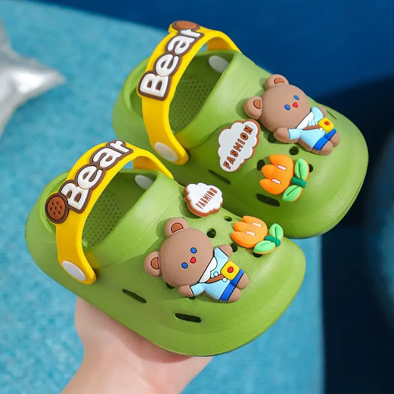 Children Baby Shoes for Boys Girls New Cute Cartoons Kids Mules Clogs Summer Soft Sole Garden Beach Slippers Sandals Cave Hole