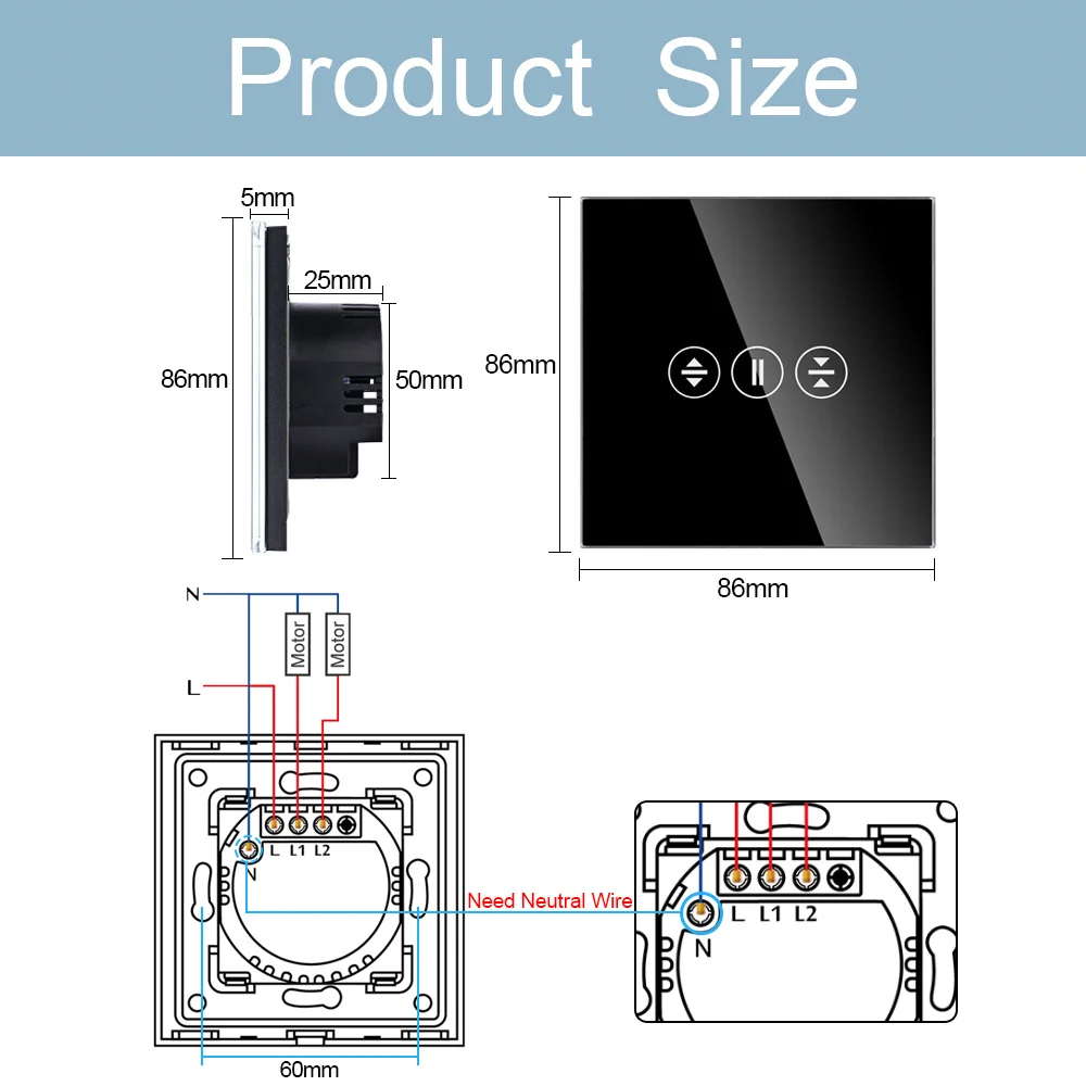 TAWOIA ZigBee Shutter Switch Smart Wall Touch Switch Intelligent Roller Switches Tuya Smart Life APP Google Alexa Voice Control