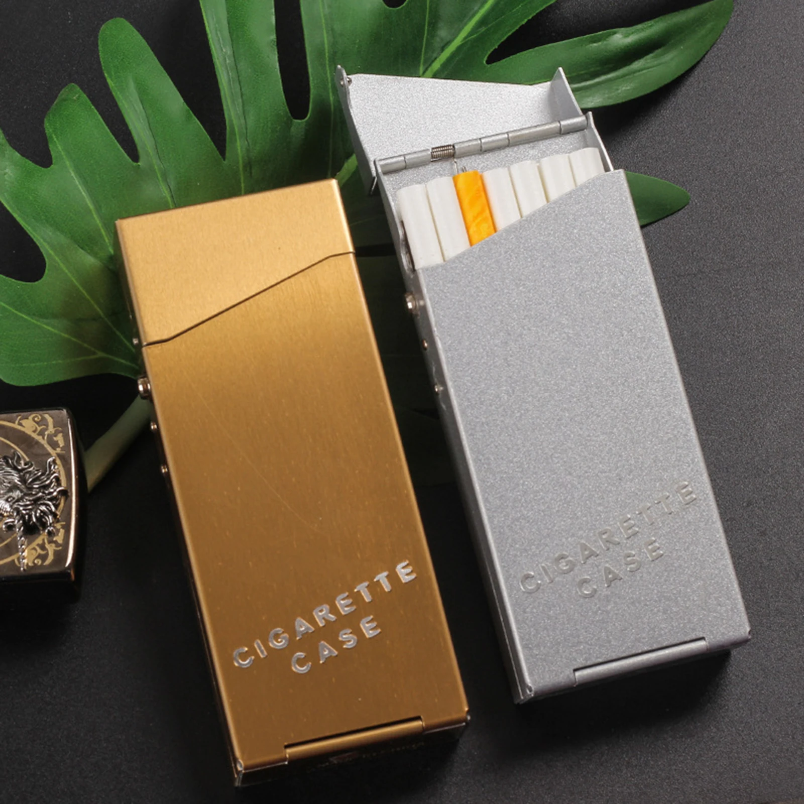 

Portable Metal Cigarette Case Creative Automatic Pop-up Cigarette Box Long Style Cigarette Box Pocket Size Smoking Accessories