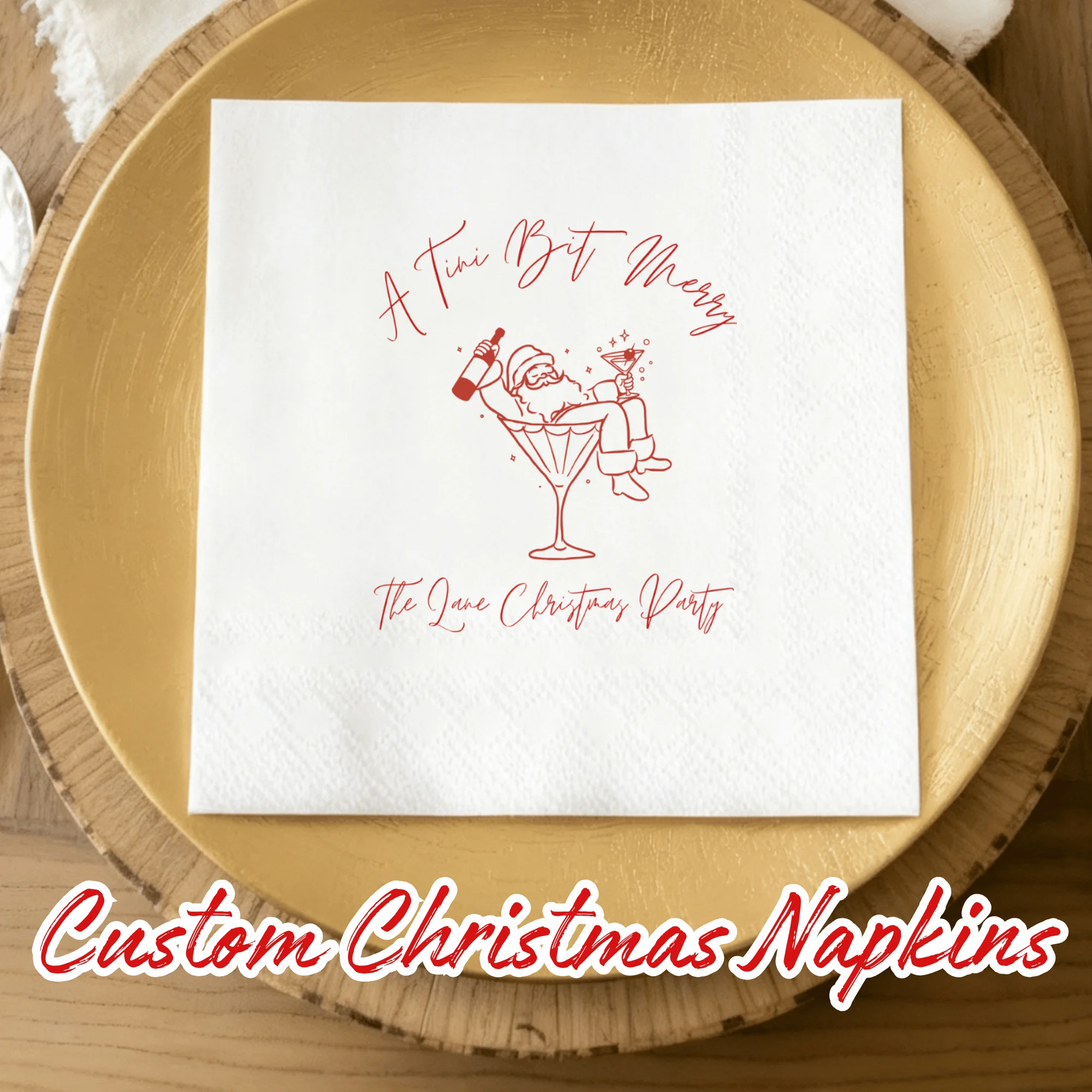 

Personalized Paper Napkins for Christmas Custom Napkins of Text Elegent Disposable Napkins of Photo,for Birthday Hen Party