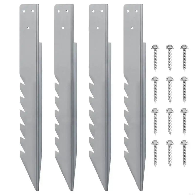 

4Pcs Fence Post Anchors Ground Spikes Fence Post Repair Stakes for Repairing M68E