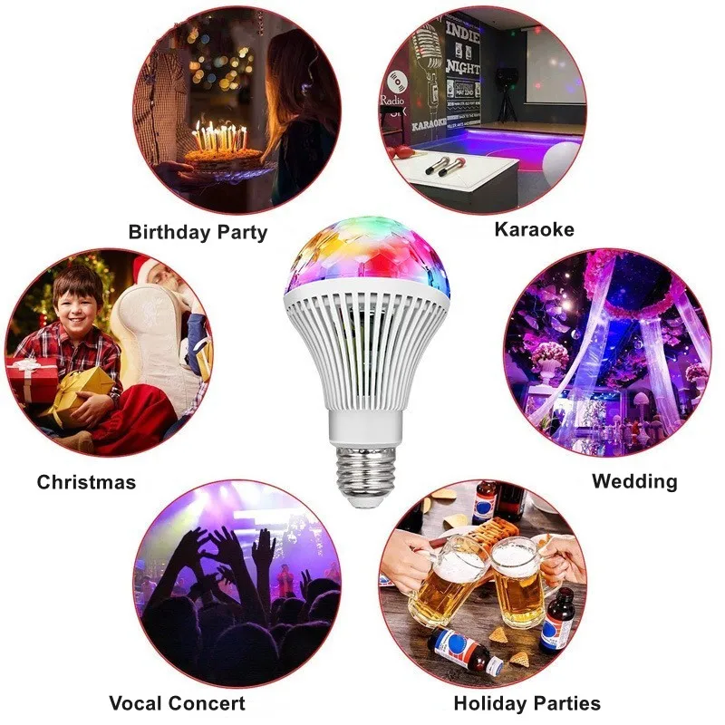 3W LED RGB Light Bulbs E27 220V 230V Color Change Rotating Flash Lamp for Stage Lighting KTV Disco Home Party Christmas