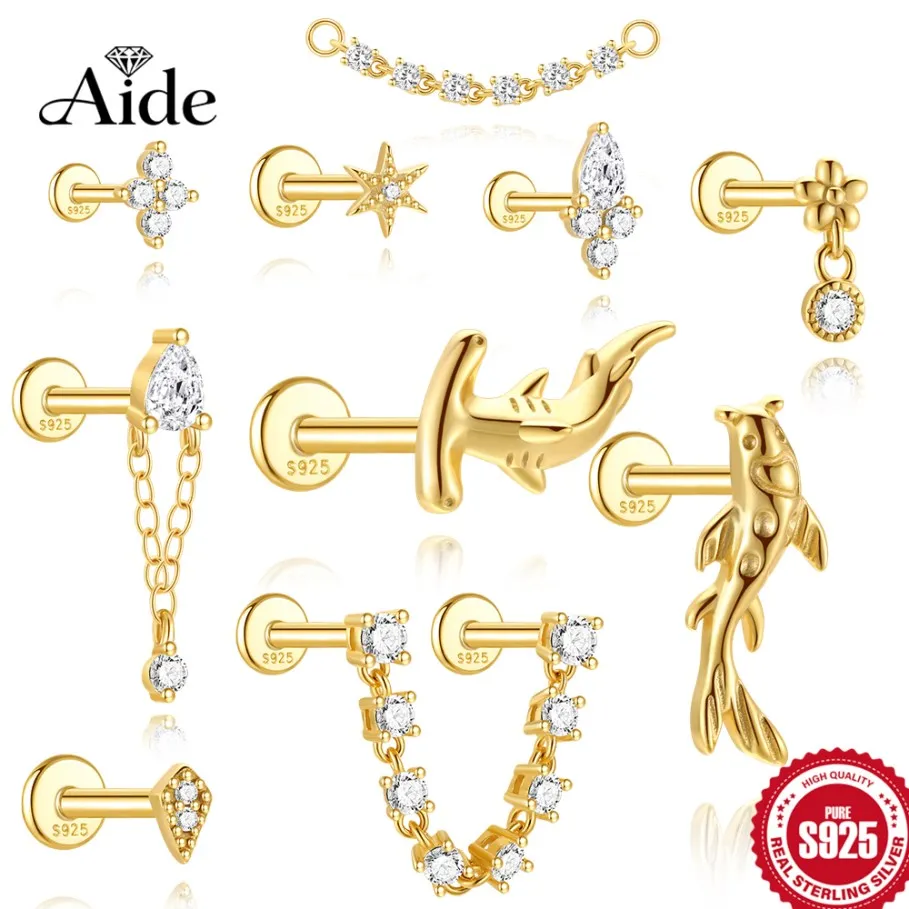 

AIDE 925 Sterling Silver Six Pointed Star Tassel Chain Flower Diamond Shark Koi Accessories Chain Earrings for Women Luxury Gift