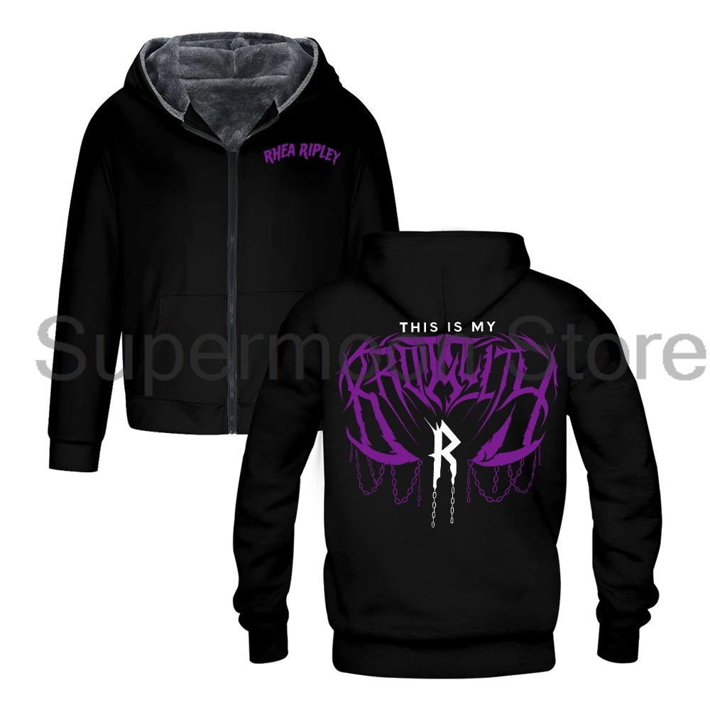 Rhea Ripley Brutality Zipper Hoodies Unisex Long Sleeve Streetwear Men Women Jacket Parkas Winter Outerwear Coat