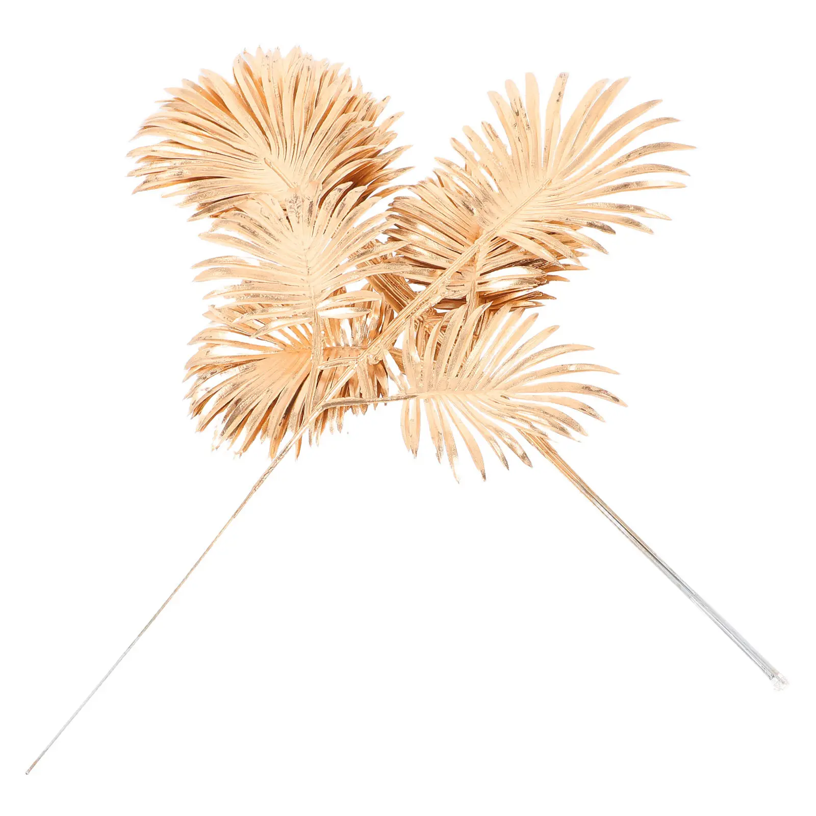 10Pcs Faux Golden Leaf Stems Artificial Tropical Plants Home Wedding Party Jungle Beach Decoration Faux Fern Stems