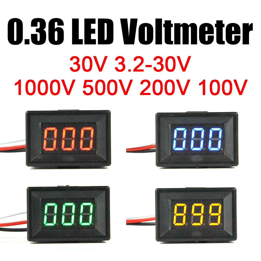 Led Voltagem Digital Display Voltímetro Monitor de Bateria Veículo Elétrico Carro dc 1000v 500v 300v 200v 100v 30v 036