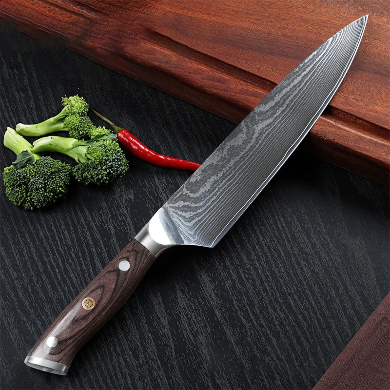 

8 Inch Chef Knife 67 Layers Damascus Steel VG10 Blade Sharp Cleaver Slicing Japanese Kitchen Knives Cooking Tools Wood Handle