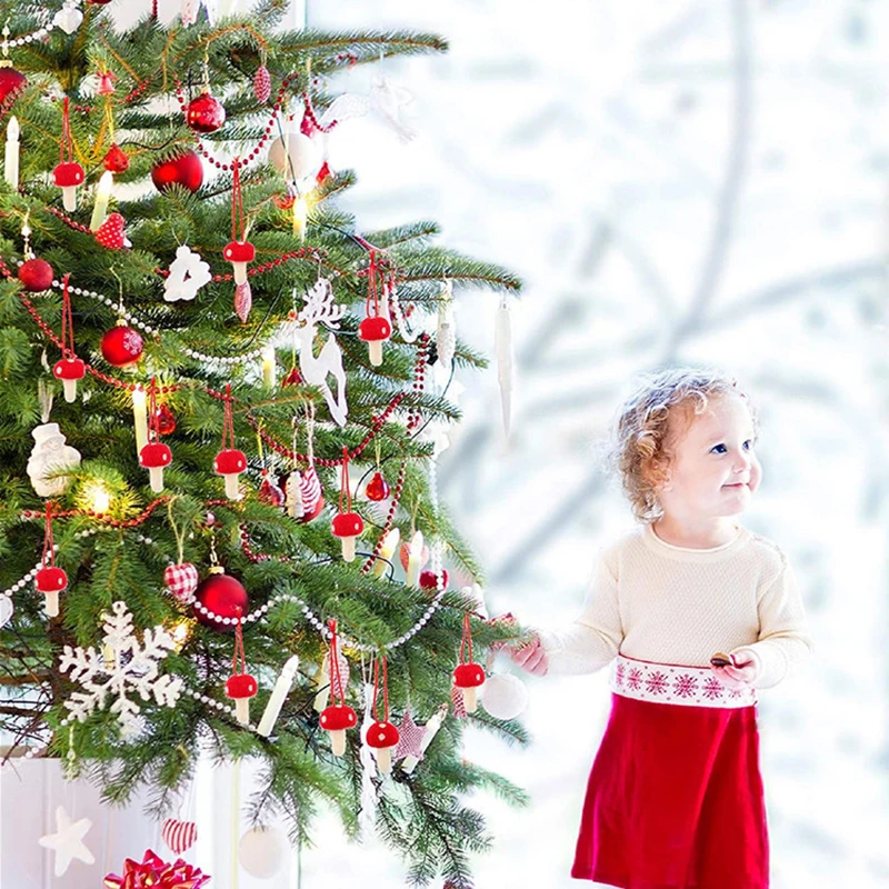 5 pezzi ornamento di funghi in feltro rosso per la casa decorazioni per l\'albero di natale natale natale Navidad 2023 decorazioni per la casa di