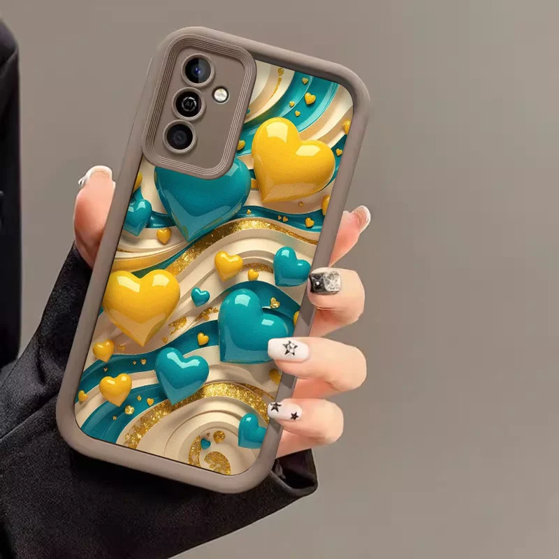 Stylish Colorful Crystal Heart Pattern Phone Case for Samsung Galaxy A55 A54 A53 A52 A71 A51 A06 A16 A36 A14 5G Soft Cover Shell