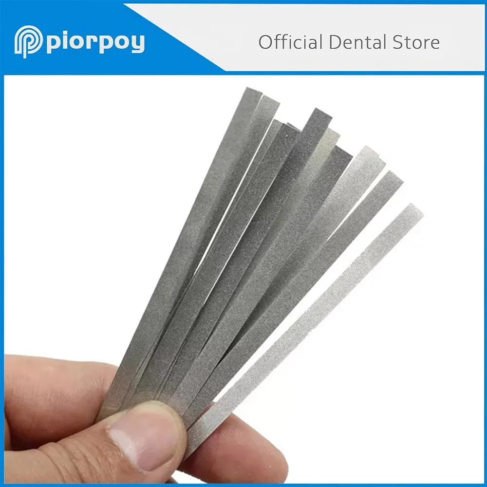 PIORPOY Dental Polishing Strips Single/Double Side Alumina Plated Sanding Surface Dentistry Interproximal Abrasive Metal Strip