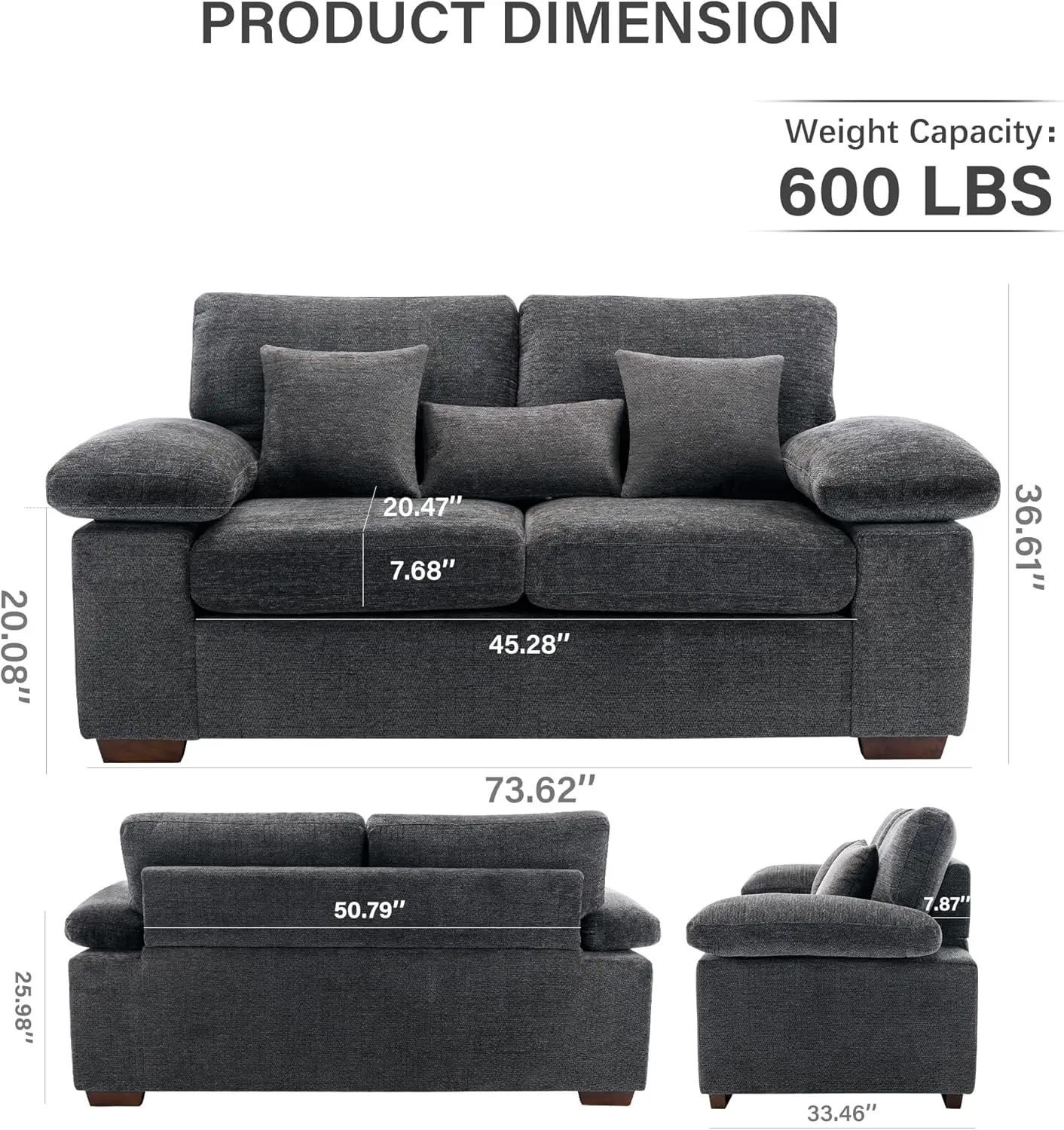 Loveseat Couch Sofa,73