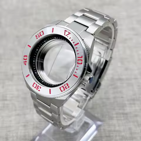 Samurai King Mineral Glass Diving Watch Case Strap 44mm Stainless Steel Watch For NH35 NH36 NH34 NH38 4R 7S Movement Mod Samurai