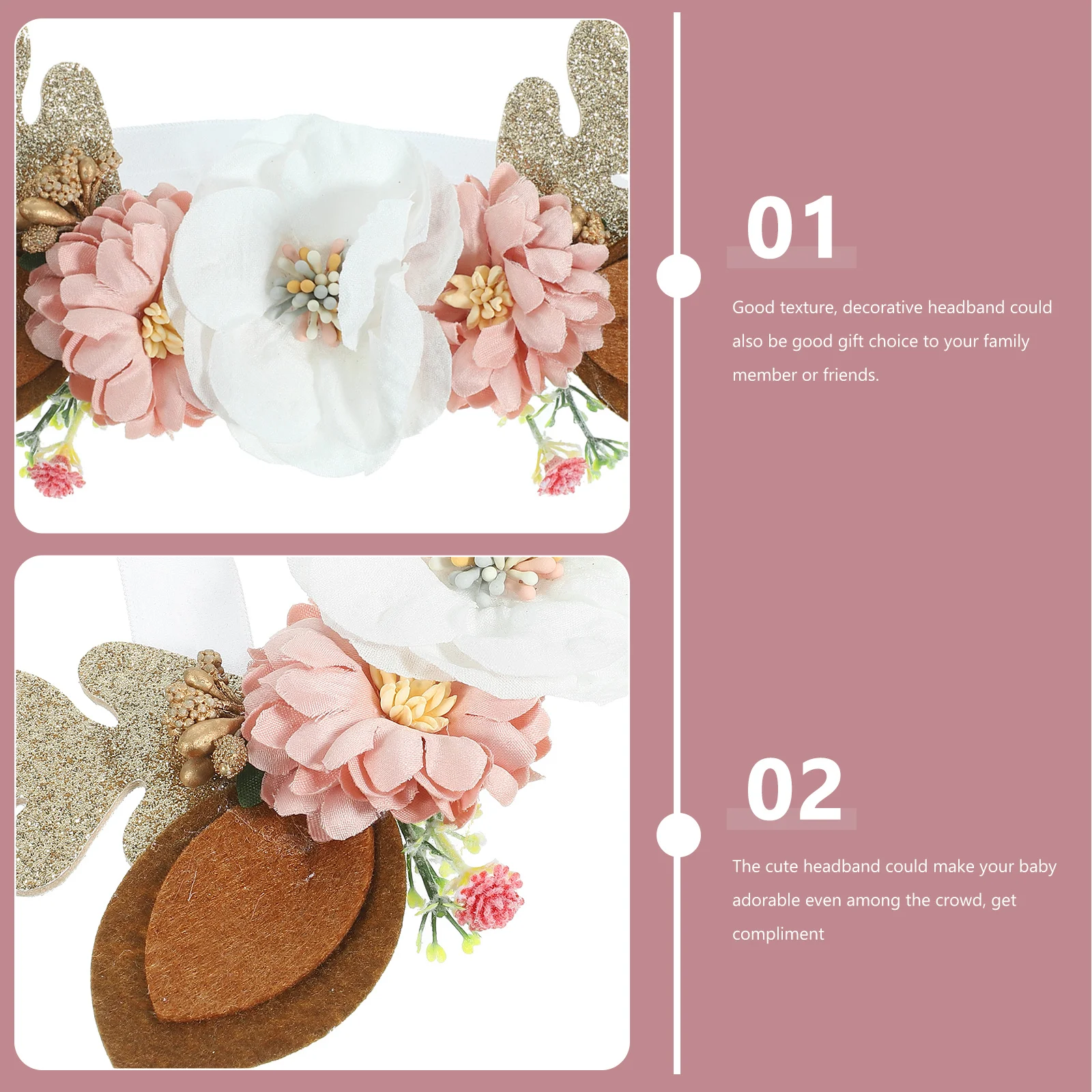 

Xmas Antler Headband Baby Elastic Elk Ears Deer Horn Decorative Headband Toddler Girl Christmas Party Cute Headwear