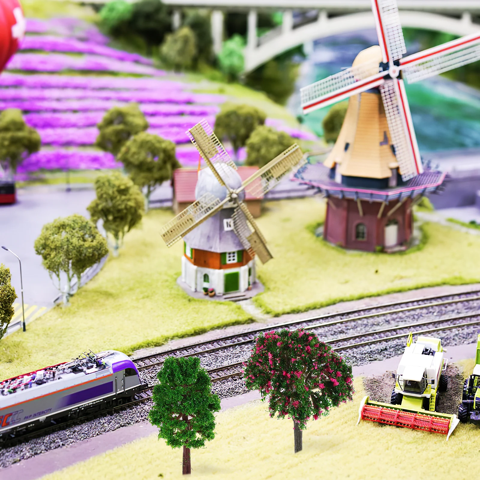 

12 pcs Fake Tree Set Plastic Iron Reusable Home Decoration Adorable Natural Design Model Trees for Crafts Sand Table Railway