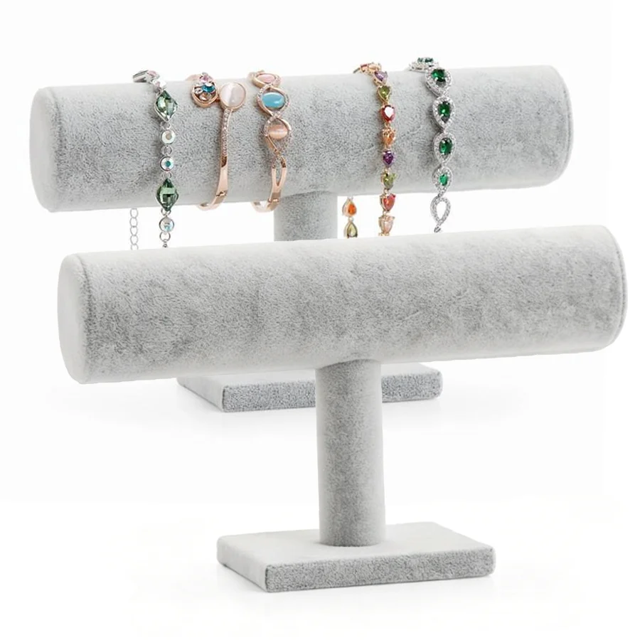 Support de bracelet en forme de T gris, support de rangement horizontal pour bracelets, présentoir à bijoux portable pour bracelets, montre XJM, 1 pièce