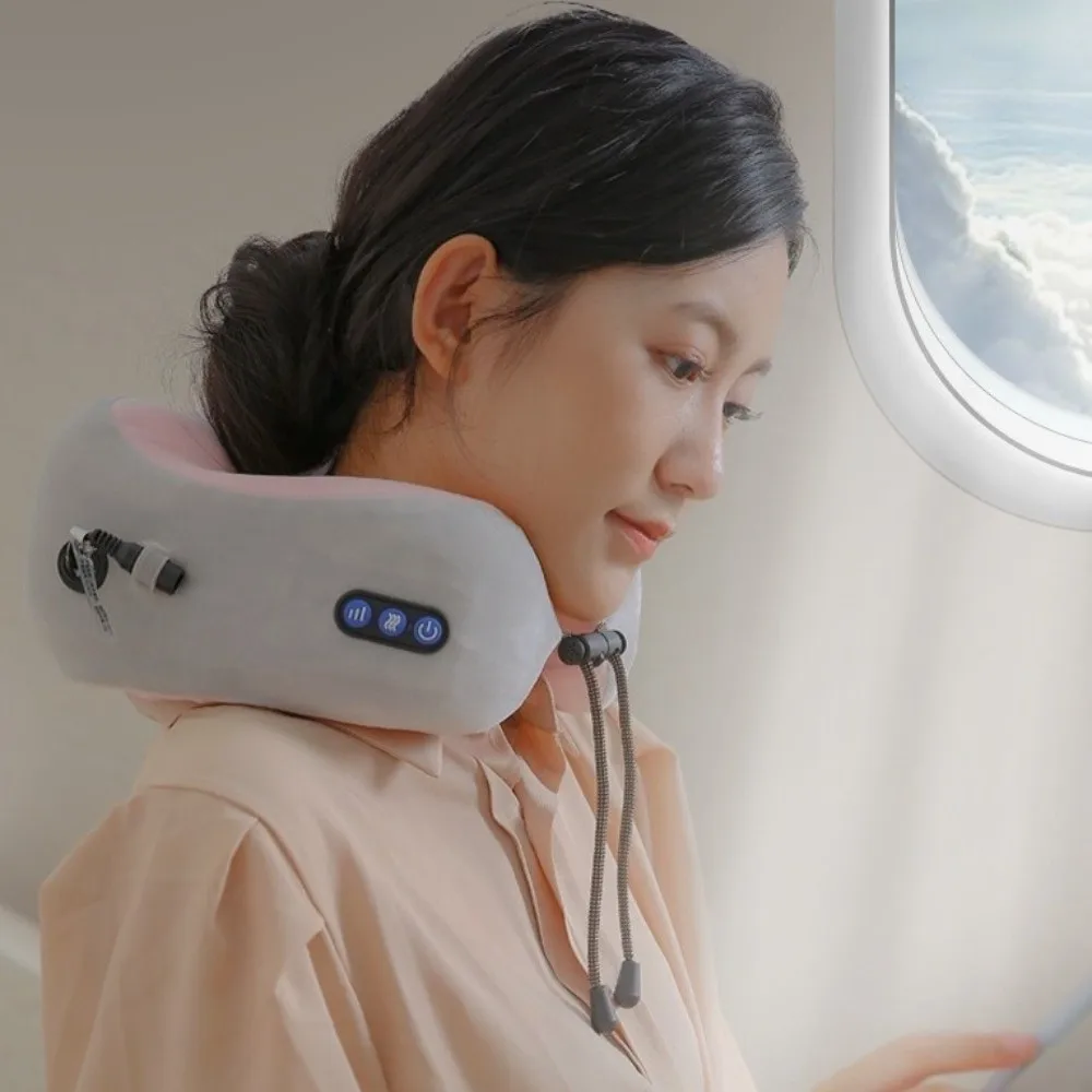 ذكي U على شكل وسادة تدليك الرقبة وظيفة التدفئة الدافئة مدلك كتف عنق الرحم تدليك الاهتزاز الناعم