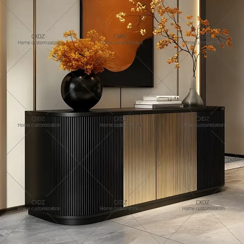 Italian Minimalist Dining Side Cabinet High End Living Room Engraved Decorated Wall Unit Simple Locker Entrance Storage