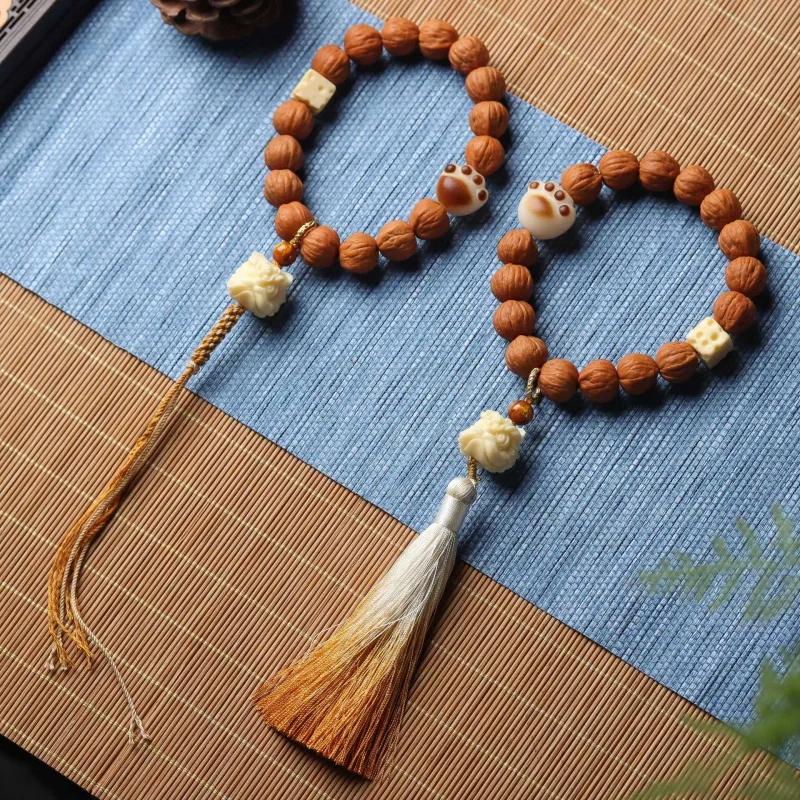 

Natural Raw Seed Unrepaired Walnut Monkey Head Large SizeDIYWoven Men's and Women's Hand-Held Chain Buddha Prayer Beads String P