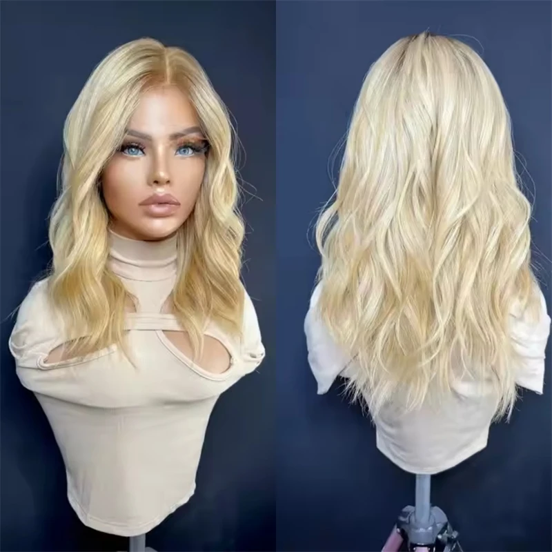 

Large Small Cap Ombre Golden Blonde Synthetic Lace Front Wig Glueless HD Lace Front Wig Human Hair Blend Synthetic Wigs Daily