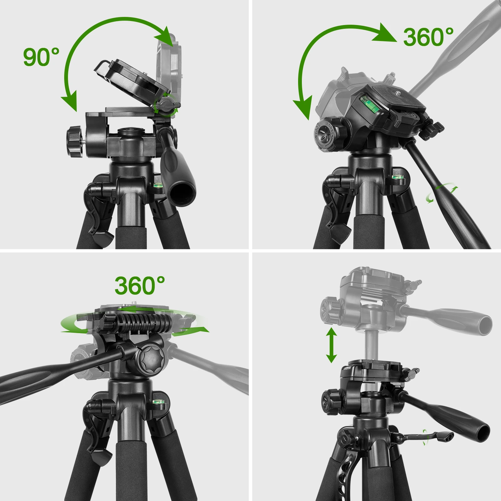 Imagem -02 - Huepar-tripé Ajustável para o Nível Laser Stand com 3-way Cabeça Giratória Pan Placa de Liberação Rápida 14 Mount 1.6m 67.99