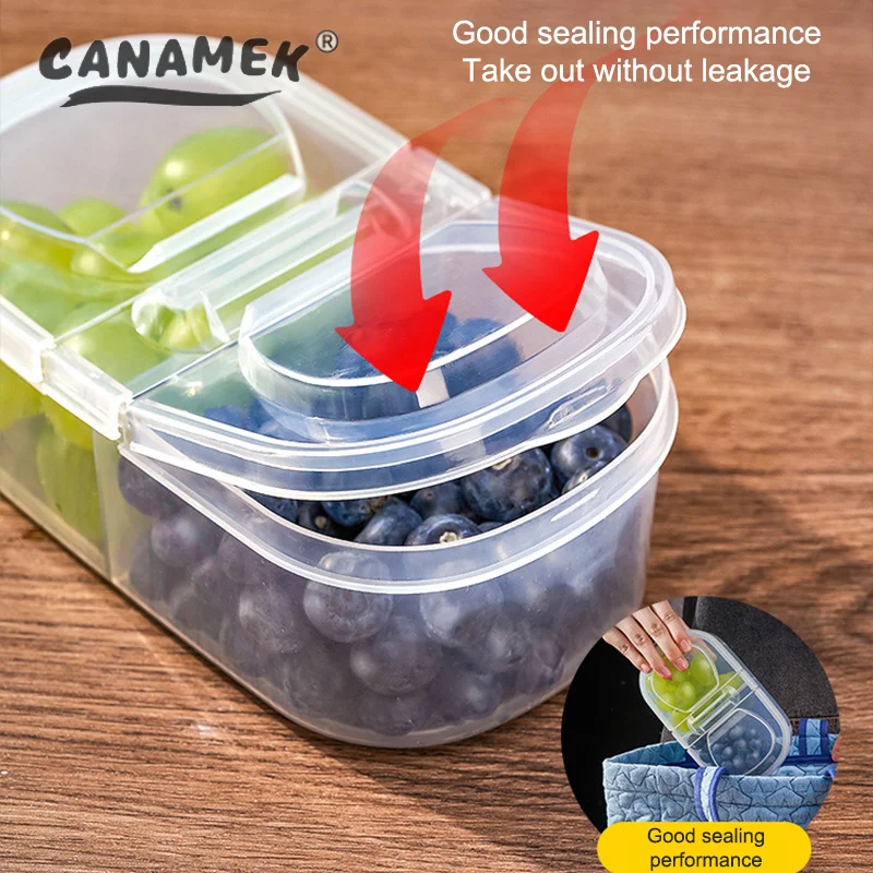 Double Compartment Covered Kitchen Food Grain Sealed Tank Multifunctional Kitchen Refrigerator Plastic Storage Fresh Box