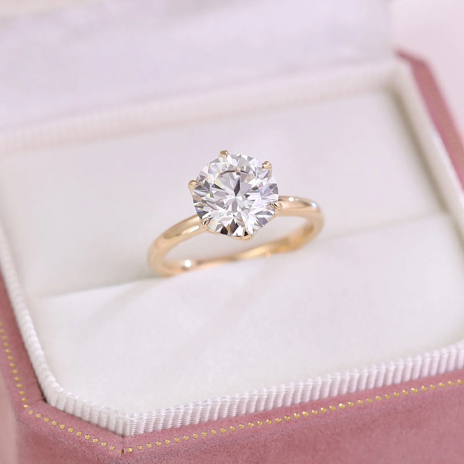 Provence 3ct Luxury Ring 14KGold IGI DE/VS Round Cut Lab Diamonds Classic Solitaire Ring for Women Wedding Personalized Custom