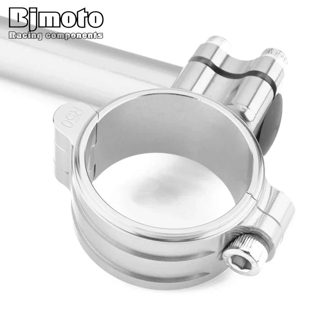 55mm CNC Clip On Fork Handle Bar 22mm 7/8\'\' Motorcycle Handlebar Clip-Ons Racing Adjustable For BMW Honda Yamaha