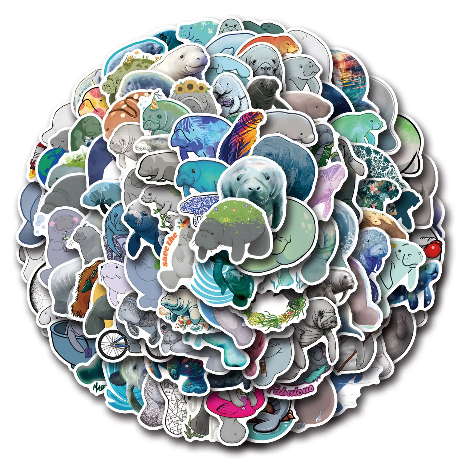 

50/110PCS Manatee Cartoon Stickers Cute Animal Sticker Meme Graffiti Decals Luggage Laptop Phone Guitar Car Bike Kids Toys gifts