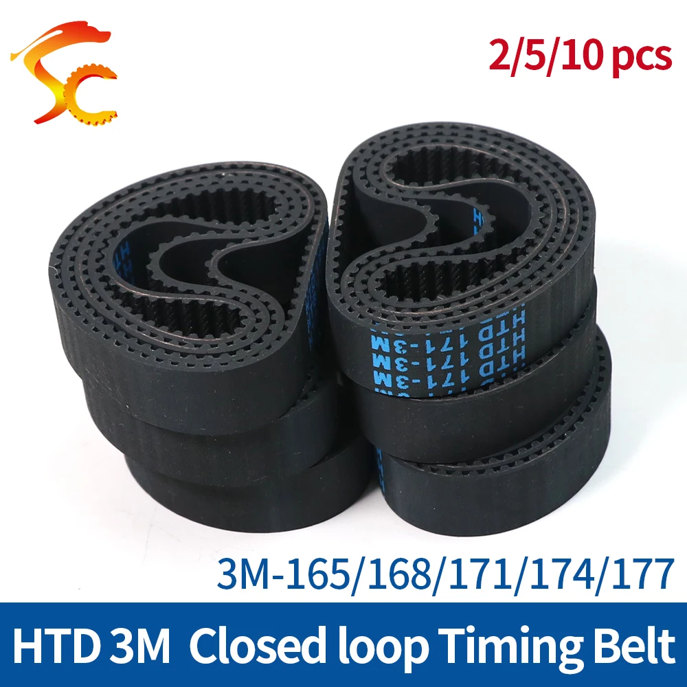 

ONEFIRE HTD 3M Timing belt 3M-165/168/171/174/177mm Width 6/10/15mm 3M Rubber Closed loop belt