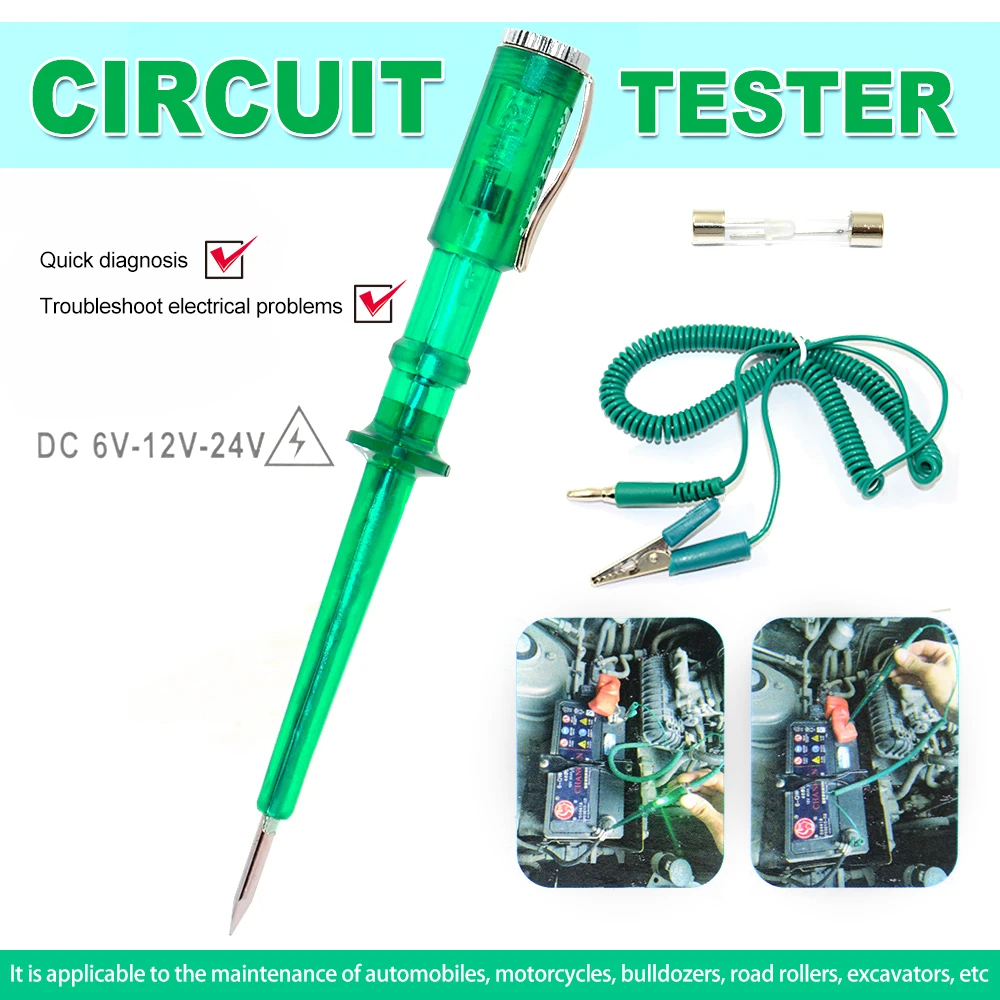 1pcs DC 6V 12V 24V Auto Car Circuit Tester High Quality Probe Light System Test  Probe Lamp Auto Car Light Lamp Voltage Test Pen