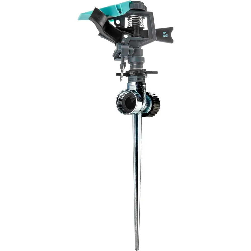 irrigatore da giardino a impatto per pulsazioni su punta metallica 300008, regolabile a 360 gradi