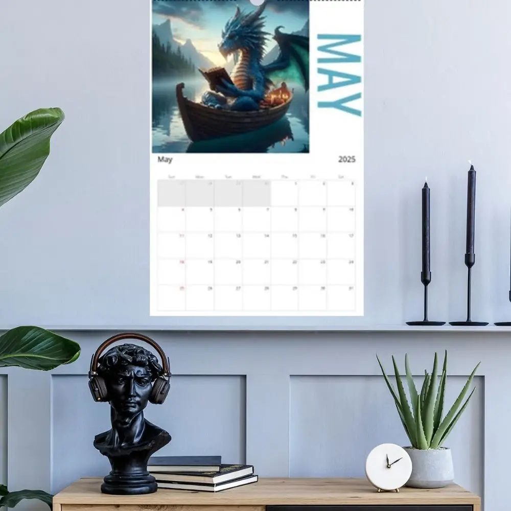 ورقة كتاب التنين 2025 التقويم دوامة ملزمة المحمولة 2025 جدار التقويم الطباعة الواضحة تعلم التنين التقويم للمكتب