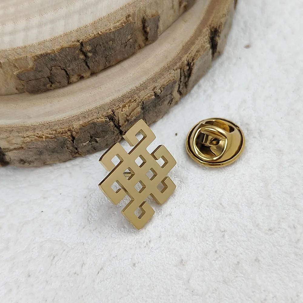Men's Punk Brooch, classic Chinese knot symbol Stainless steel Badge Pin Brooch on Gothic pair accessories - Image 5