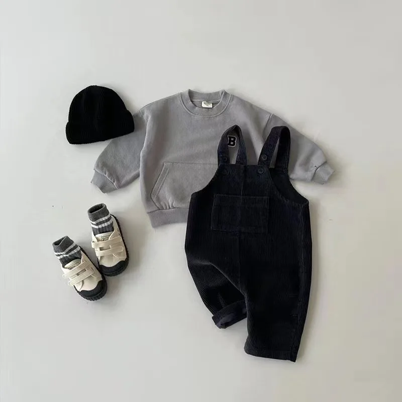 Neue Frühjahr Kleinkind Baby Jungen Mädchen Solide Cord Hosenträger Strampler Weiche Kinder Grundlegende Overall Overall Kleidung – Detail 7