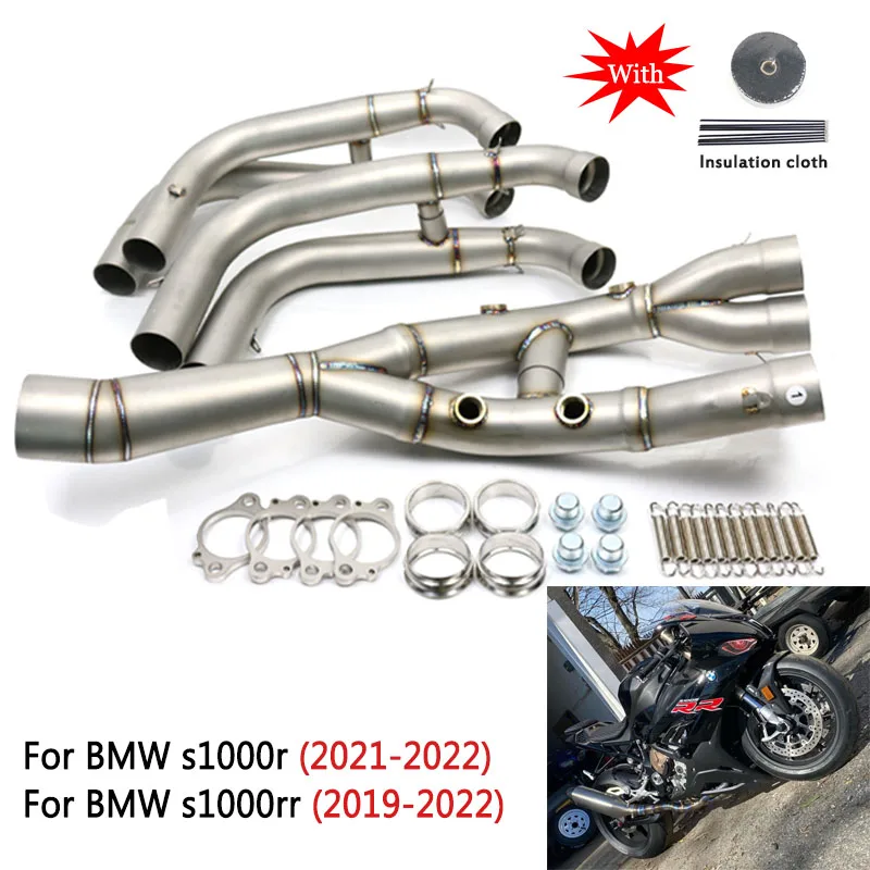 For Bmw s1000rr s1000r 2019 2020 2021-2023 Motocross Exhaust Slide-in Front Link Exhaust Manifold Pit Bike Elbow Modification 