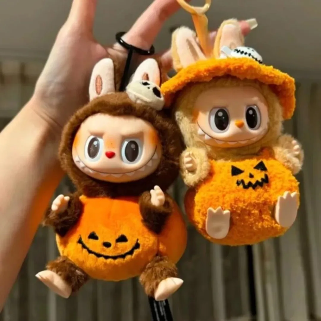 Plush Halloween Pumpkin Costume for 17cm Labubu Doll Accessories Pumpkin Style Dress  Set Fashion Clothes Outfit for Labubu Gift