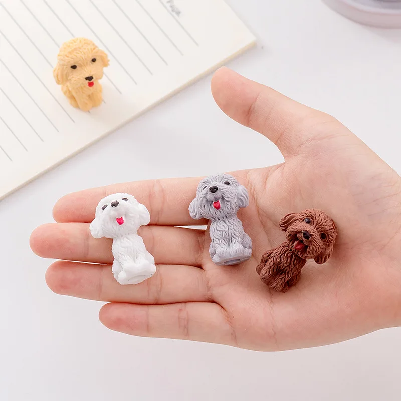 1 Pcs Creative Cute Cartoon Dog Eraser Kawaii Stationery Pencil Rubber Eraser Student Kids Gifts School Office Supplies