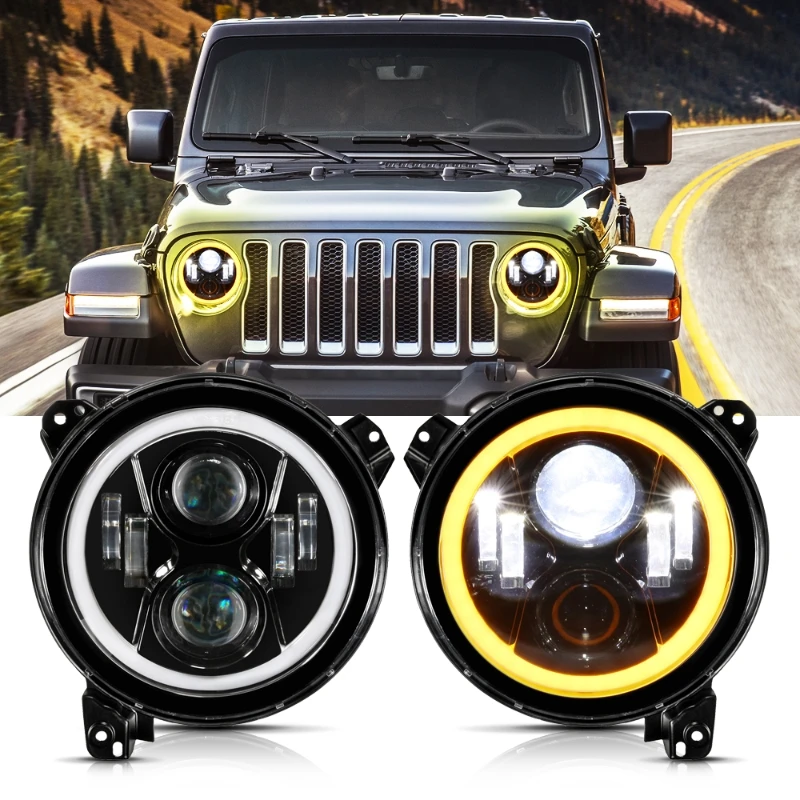 9 INCH LED Headlight with DRL+Turn Light Daytime Running Lights For Jeep Wrangler JL(2 Pcs/Set )