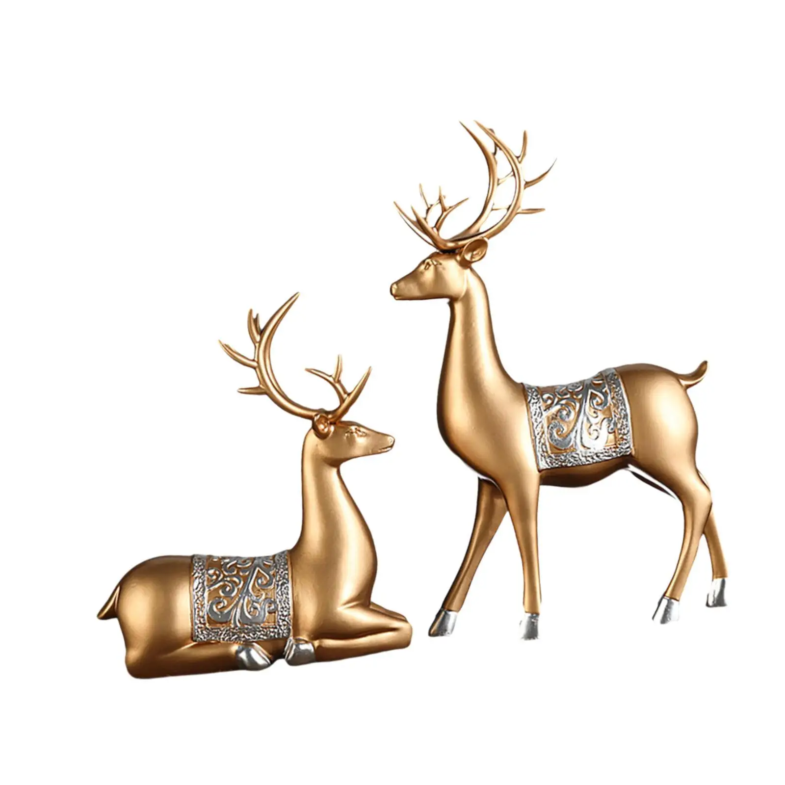 

2 статуэтки оленей: декоративная пара оленей, сувенир, скульптура ручной работы для дома, полки, прихожей, спальни