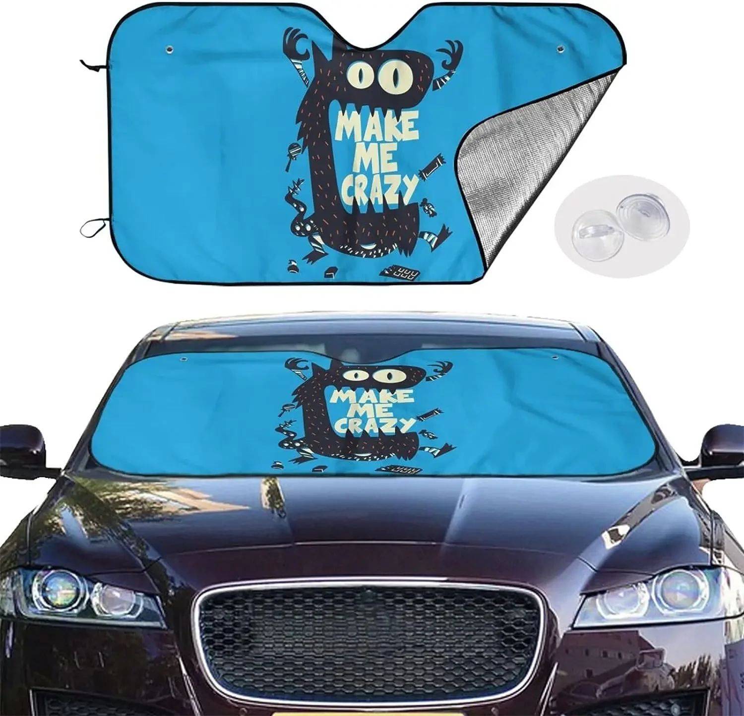 Abstract Monster Make Me Crazy Sun Shade Front Window Sunshade for Most Sedans SUV Blocks Max Uv Rays and Keep Your Vehicle Cool