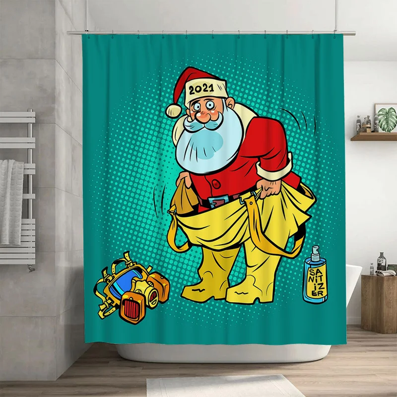 

TU Забавный Санта-Клаус Занавеска для душа Рождественский декор для ванной комнаты Праздничный домашний декор Праздничный узор Подарок Новинка Водонепроницаемая ткань