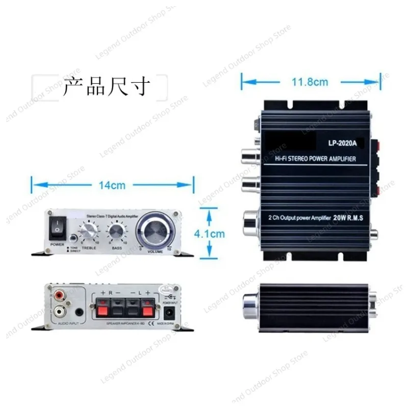 2020A Mini Class D Digital HIFI Power Amplifier Desktop Small Stereo Audio Amp For Home Desktop Speaker Sound System view 3