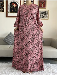 Nowa afrykańska Dashiki z długim rękawem luźna, bawełniana talia elegancka damska Abaya długa sukienka lato Maxi Casual luźne sukienki Vestidos