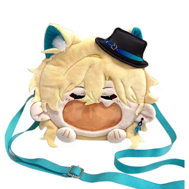 Game Honkai Star Rail Aventurine Cosplay Plush Bag Smile Face Transparent Itabag Lolita Women Large Backpack Yellow Shoulder Bag
