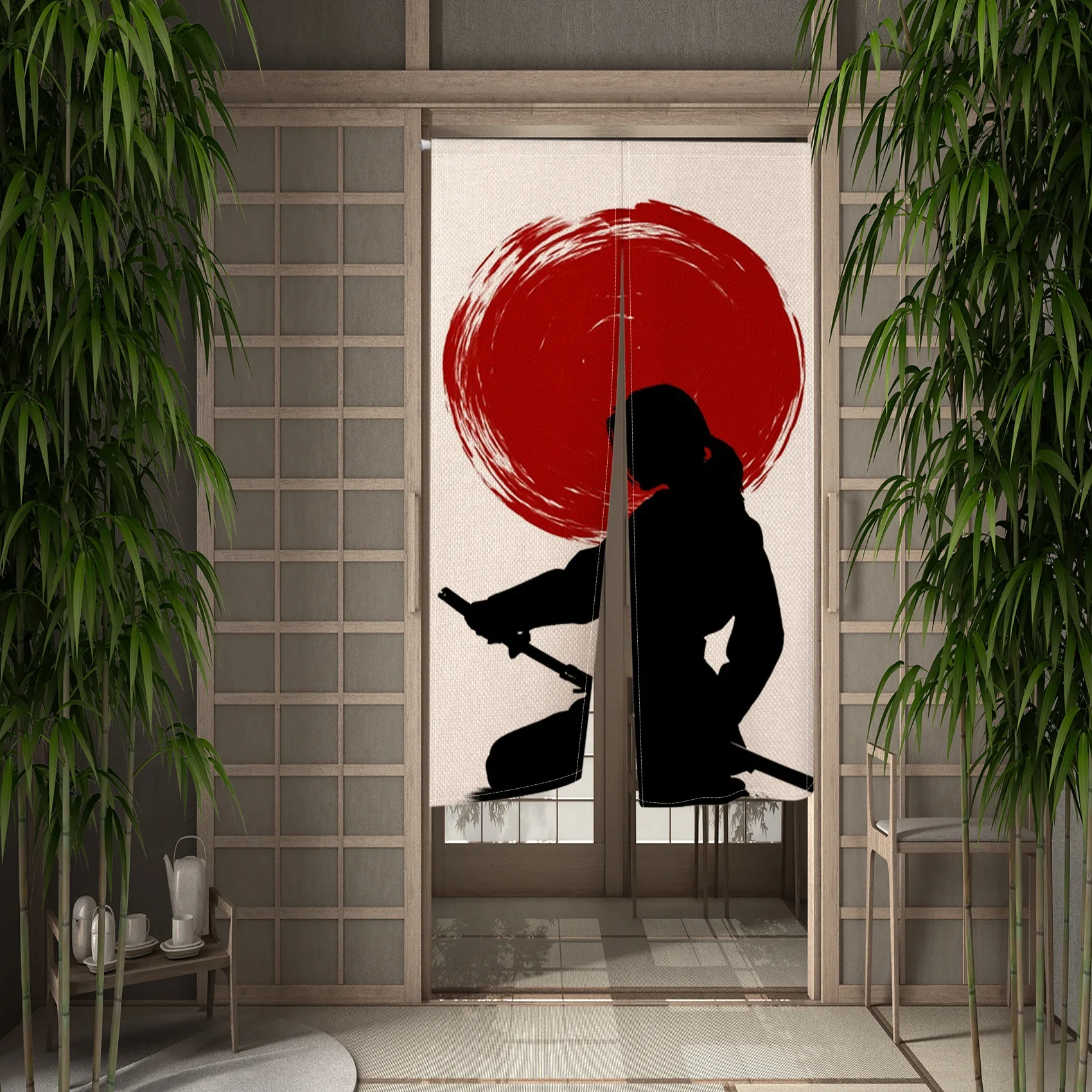 Japanese Door Curtain Japan Samurai Ronin Sun Armor Restaurant Kitchen Entrance Partition Customed Doorway Curtains Half-Curtain