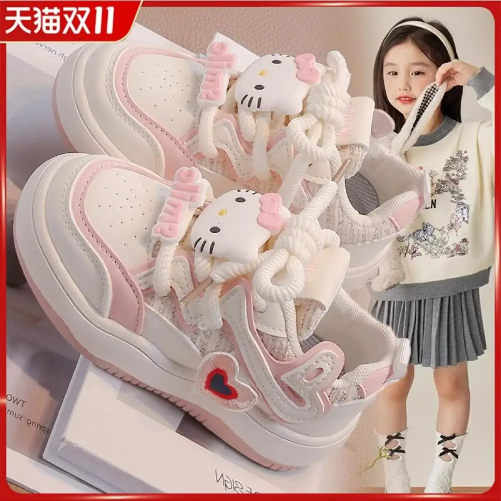 

Sanrio Hello Kitty Girls Casual Shoes New Style Spring Autumn Sneakers Child Cartoon Running Shoes Kawaii Fashion Board Shoes