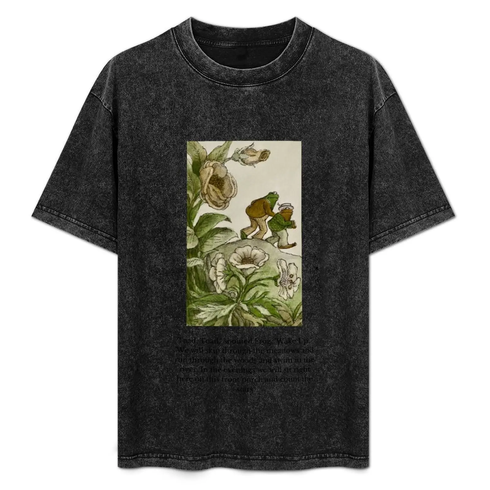 

Футболка с надписью Frog + Toad, минималистичная однотонная футболка с круглым вырезом