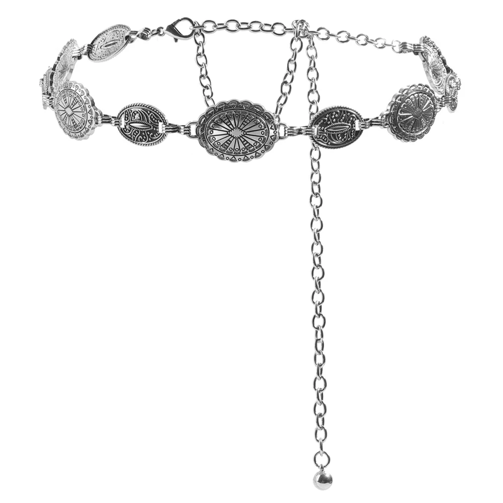 Chaîne de taille en métal pour femmes, Style rétro, accessoires décoratifs, cercle sculpté, ceinture, accessoires de Style haut, 1/2 pièces
